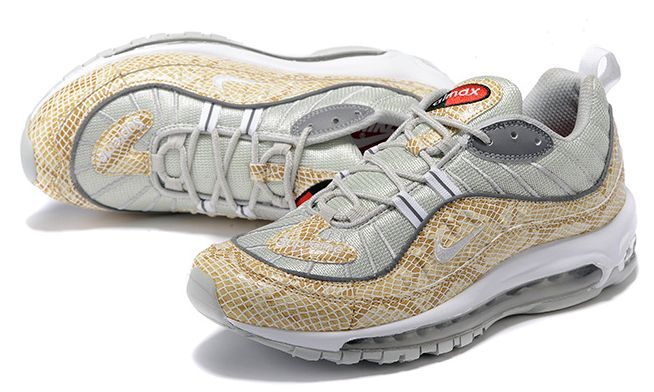 Nike Air Max 98 Supreme x White/Bege, белый, бежевый, кожа, текстиль, мужские, женские