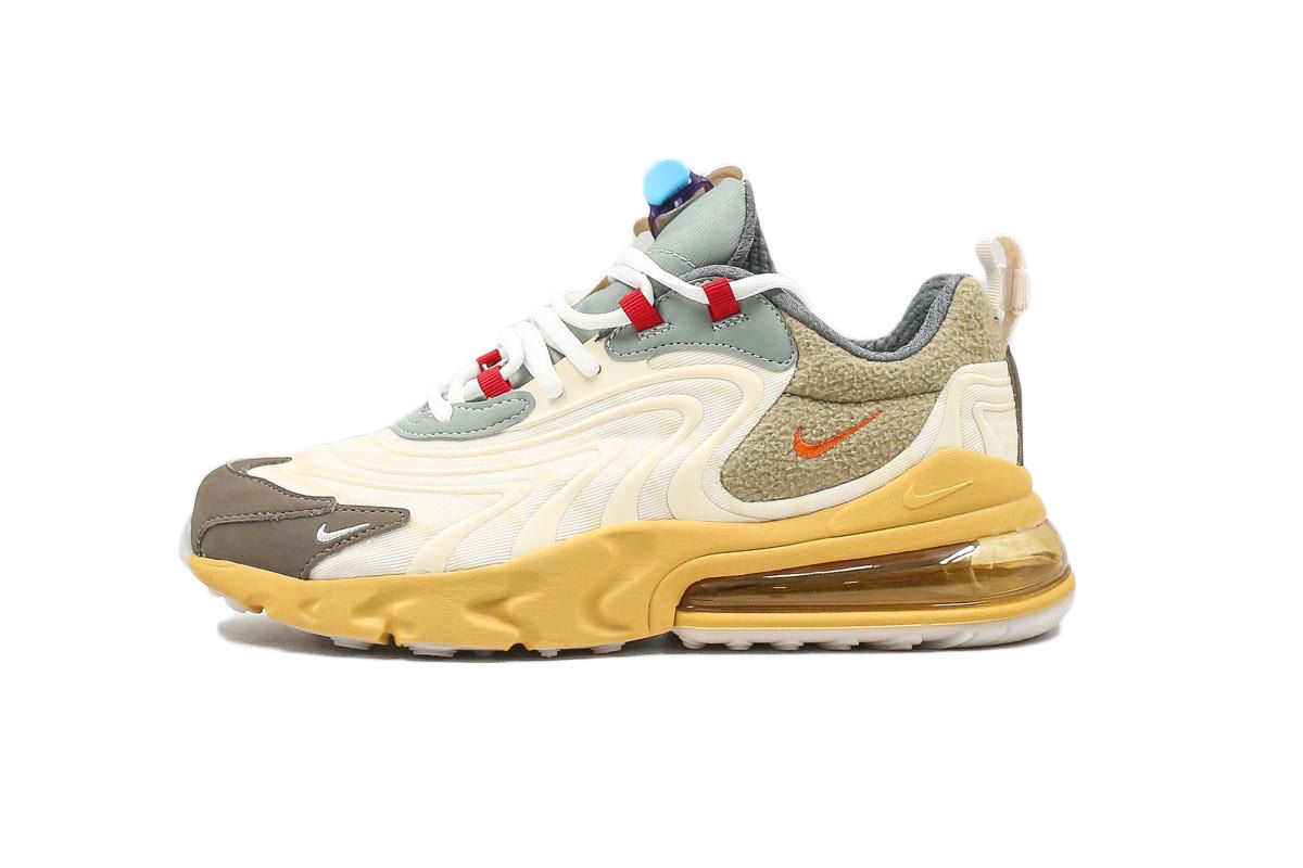 Nike Air Max 270 React "Travis Scott", бежевый с коричневыми, текстиль, женские