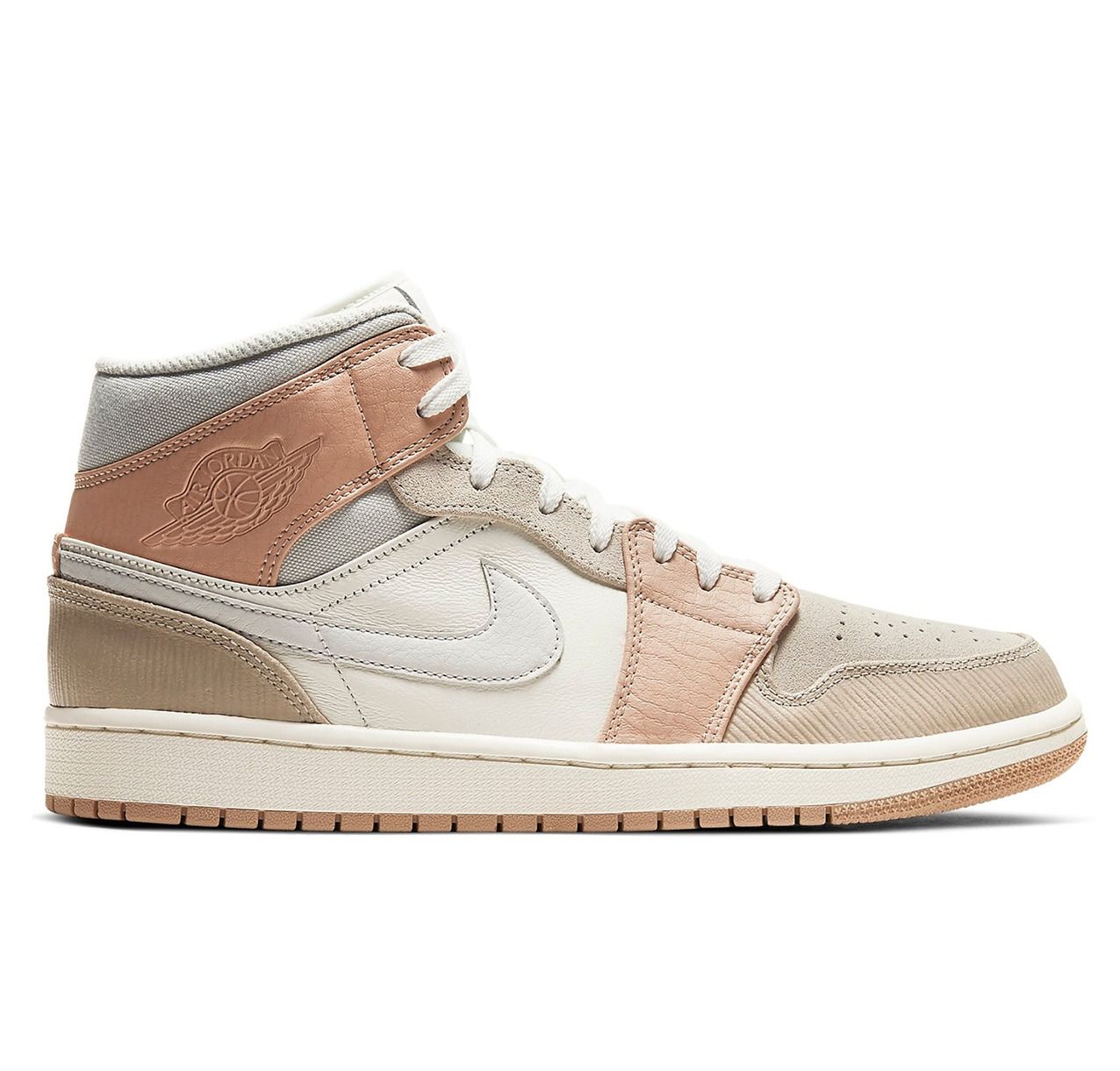 Nike Air Jordan 1 Mid Milan, белый, серый, бежевый, кожа, нубук, женские