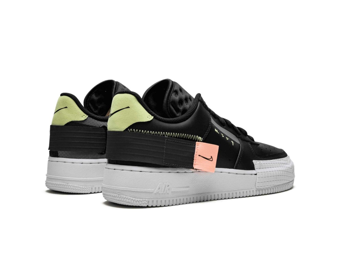 Nike Air Force 1 Type Low N. 354, черный, кожа, женские