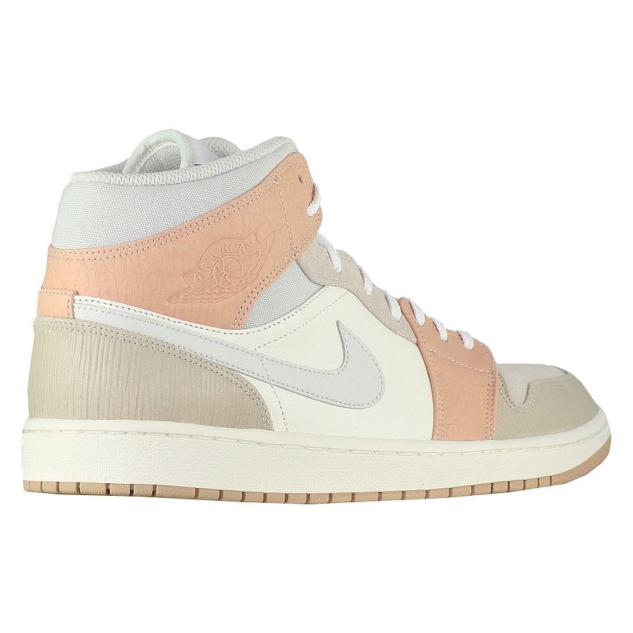 Nike Air Jordan 1 Mid Milan, белый, серый, бежевый, кожа, нубук, женские