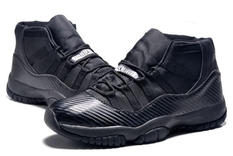 Nike Air Jordan 11 Retro "Carbon Fiber" (All Black), черные, кожа, мужские