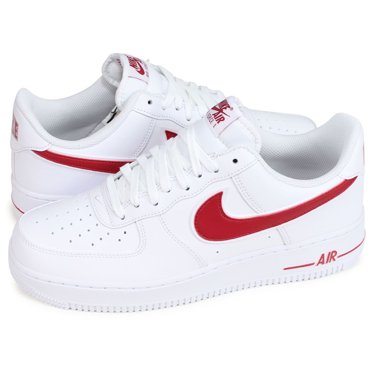 Nike Air Force 1 LV8, белые с красным, кожа, мужские, женские