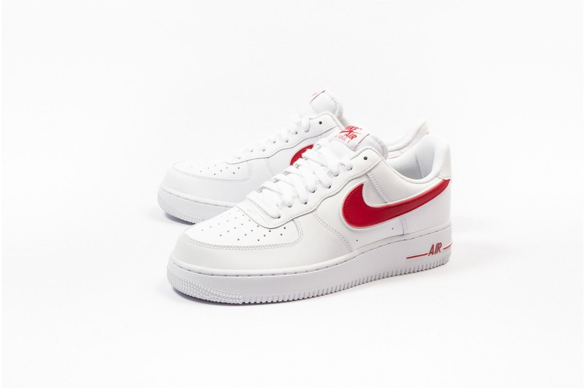 Nike Air Force 1 LV8, белые с красным, кожа, мужские, женские